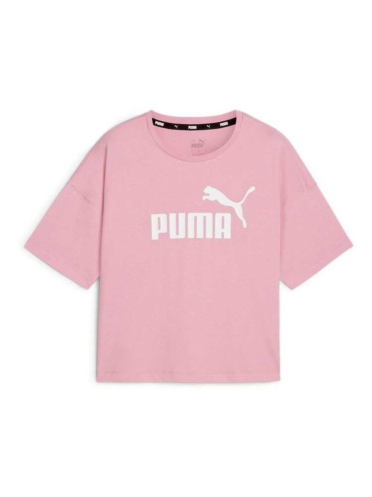 Puma Pink Womens Essentials Logo Cropped 100% Cotton T-Shirt - Image 6 of 6