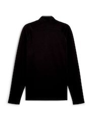 Puma Black Grey Mens Waffle Fleece Golf Quarter Zip Top - Image 2 of 3