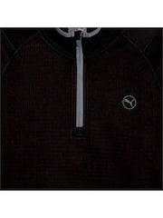 Puma Black Grey Mens Waffle Fleece Golf Quarter Zip Top - Image 3 of 3