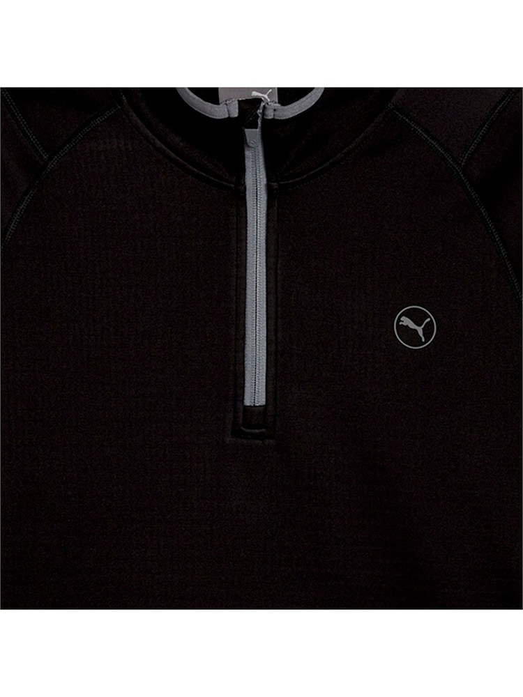 Puma Black Grey Mens Waffle Fleece Golf Quarter Zip Top - Image 3 of 3