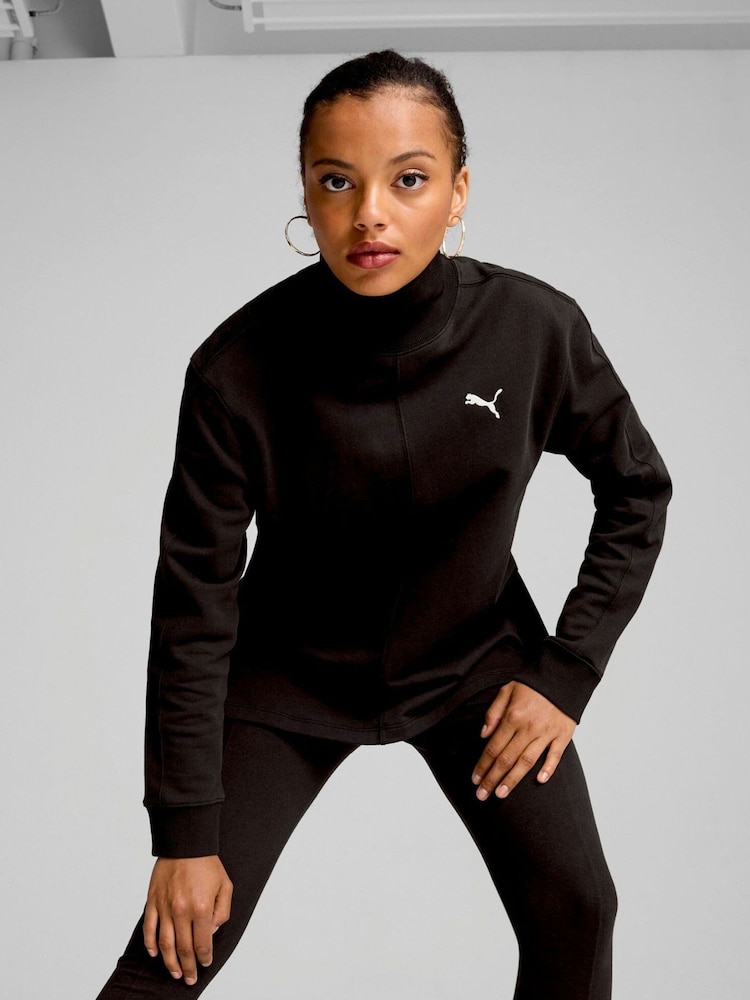 Puma Black Womens Her High Neck Crew Top - Image 1 of 6