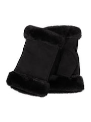 Totes Black Ladies Isotoner Faux Suede Fingerless Gloves - Image 2 of 2
