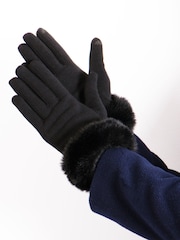 Totes Isotoner Thermal Smartouch Ladies Gloves with Faux Fur Cuff - Imagen 1 de 2