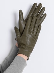 Totes Green 3 Point Smartouch Winter Leather Gloves - Image 1 of 2