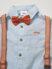 Little Gent Bow Tie Mock 100% Cotton Shirt and Trousers with Braces Outfit Set - Image 3 of 3