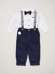Little Gent Bow Tie Mock 100% Cotton Shirt and Trousers with Braces Outfit Set - Image 2 of 3