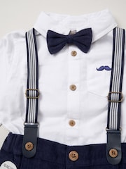 Little Gent Bow Tie Mock 100% Cotton Shirt and Trousers with Braces Outfit Set - Image 3 of 3