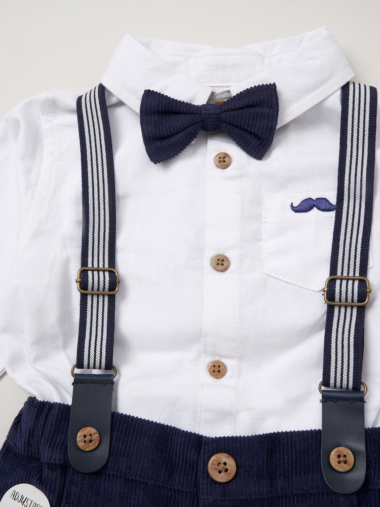 Little Gent Bow Tie Mock 100% Cotton Shirt and Trousers with Braces Outfit Set - Image 3 of 3