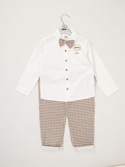 Little Gent Bow Tie Mock 100% Cotton Shirt and Trousers with Braces Outfit Set - Image 2 of 3