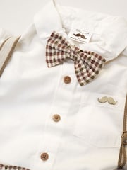 Little Gent Bow Tie Mock 100% Cotton Shirt and Trousers with Braces Outfit Set - Image 3 of 3
