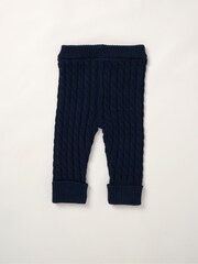 Little Gent Blue Shawl True Knit 100% Cotton Cardigan and Trousers Outfit Set - Image 4 of 5