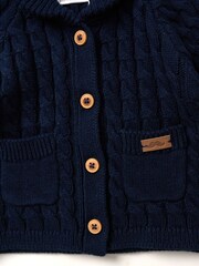 Little Gent Blue Shawl True Knit 100% Cotton Cardigan and Trousers Outfit Set - Image 5 of 5