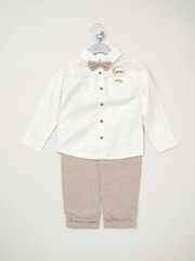 Little Gent Bow Tie Mock 100% Cotton Shirt and Trousers with Braces Outfit Set - Image 1 of 3