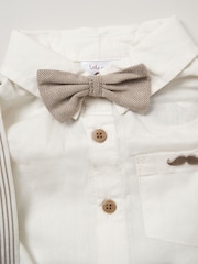 Little Gent Bow Tie Mock 100% Cotton Shirt and Trousers with Braces Outfit Set - Image 3 of 3