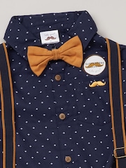 Little Gent Bow Tie Mock 100% Cotton Shirt and Trousers with Braces Outfit Set - Image 3 of 3
