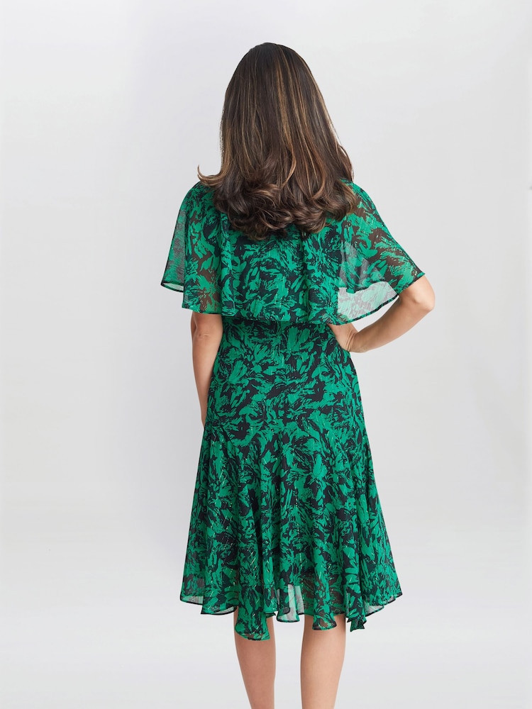 Gina Bacconi Green Annette Chiffon Dress - Image 2 of 7