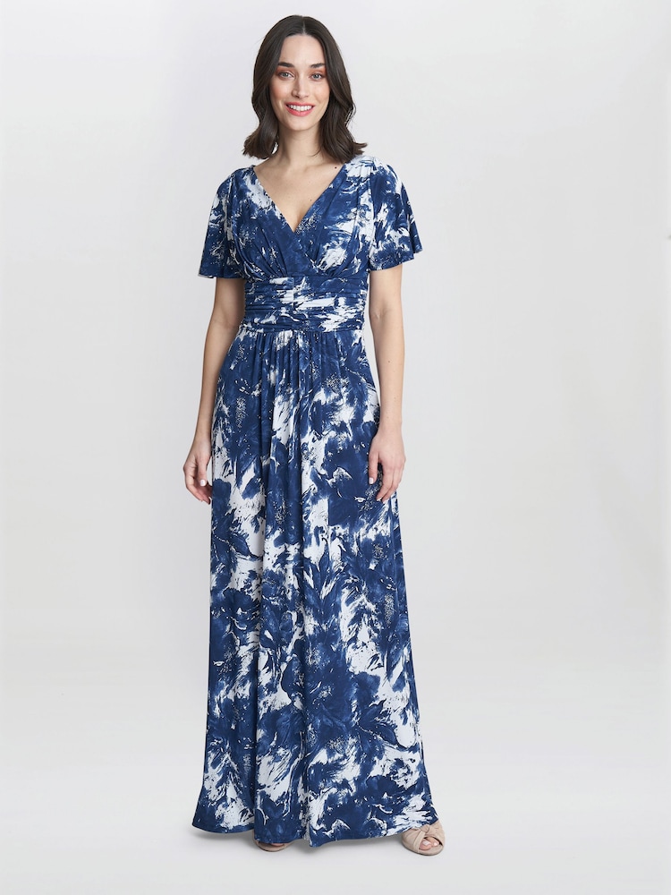 Gina Bacconi Blue Emily Jersey Maxi Dress - Image 1 of 4 Gina Bacconi Blue Emily Jersey Maxi Dress - Image 1 of 4