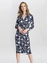 Gina Bacconi Blue Linda Jersey Wrap Dress - Image 1 of 5