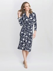 Gina Bacconi Blue Linda Jersey Wrap Dress - Image 3 of 5