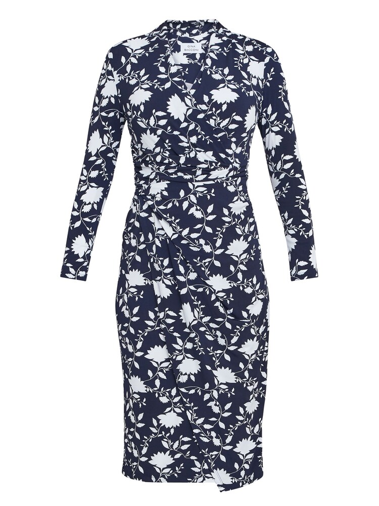 Gina Bacconi Blue Linda Jersey Wrap Dress - Image 5 of 5