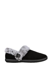 Skechers Black Black Cozy Campfire Fresh Toast Wide FitSlippers - Image 1 of 3