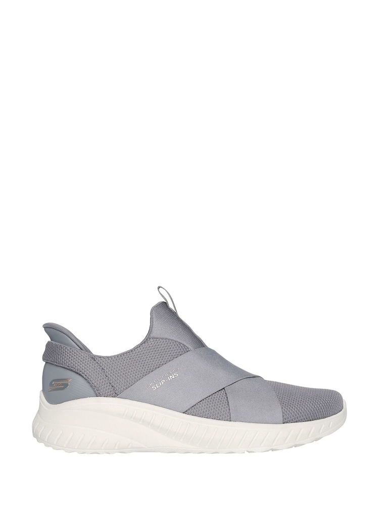 Skechers Grey Bobs Squad Chaos Your Moment Slip In Trainers - Image 1 of 5