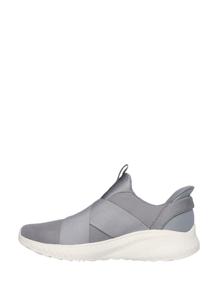 Skechers Grey Bobs Squad Chaos Your Moment Slip In Trainers - Image 2 of 5