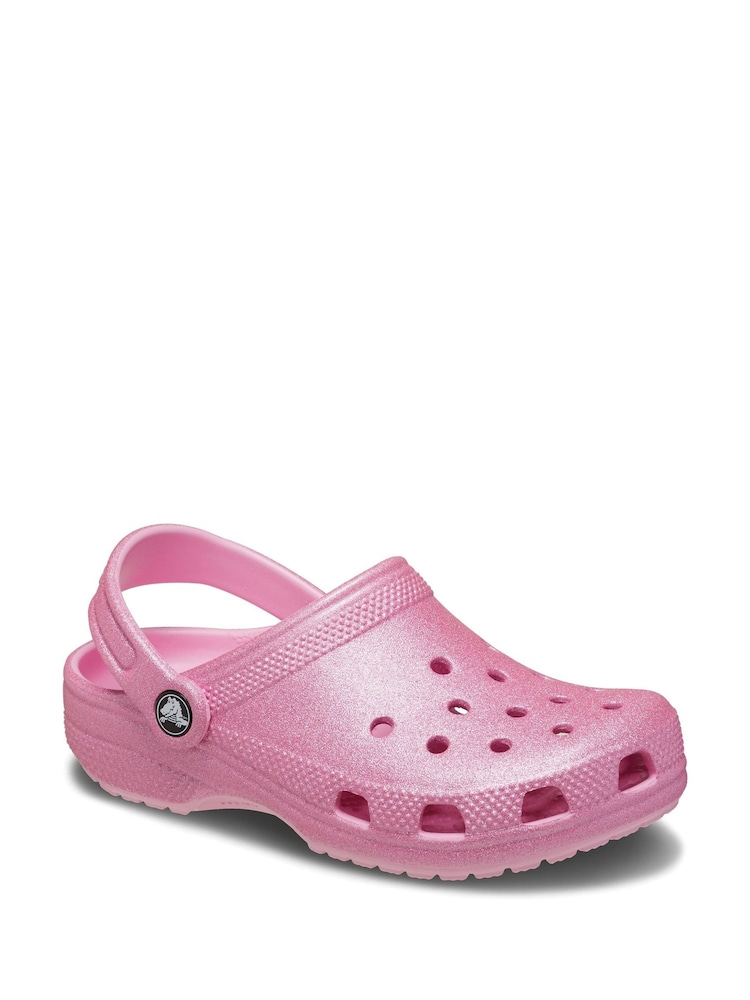 Crocs Pink Kids Classic Glitter Clogs - Image 2 of 5