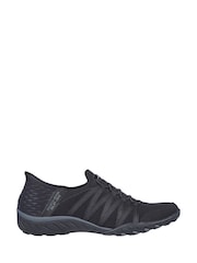 Skechers Black Breathe Easy Roll Slip In With Me Wide Fit Trainers - Image 1 of 3