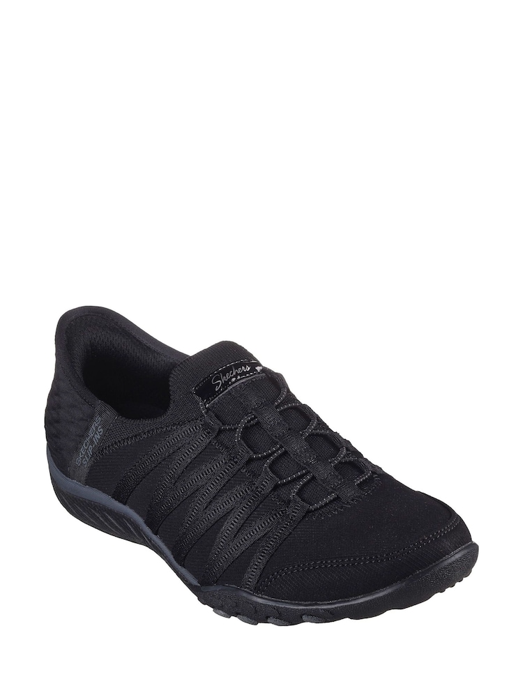 Skechers Black Breathe Easy Roll Slip In With Me Wide Fit Trainers - Image 2 of 3