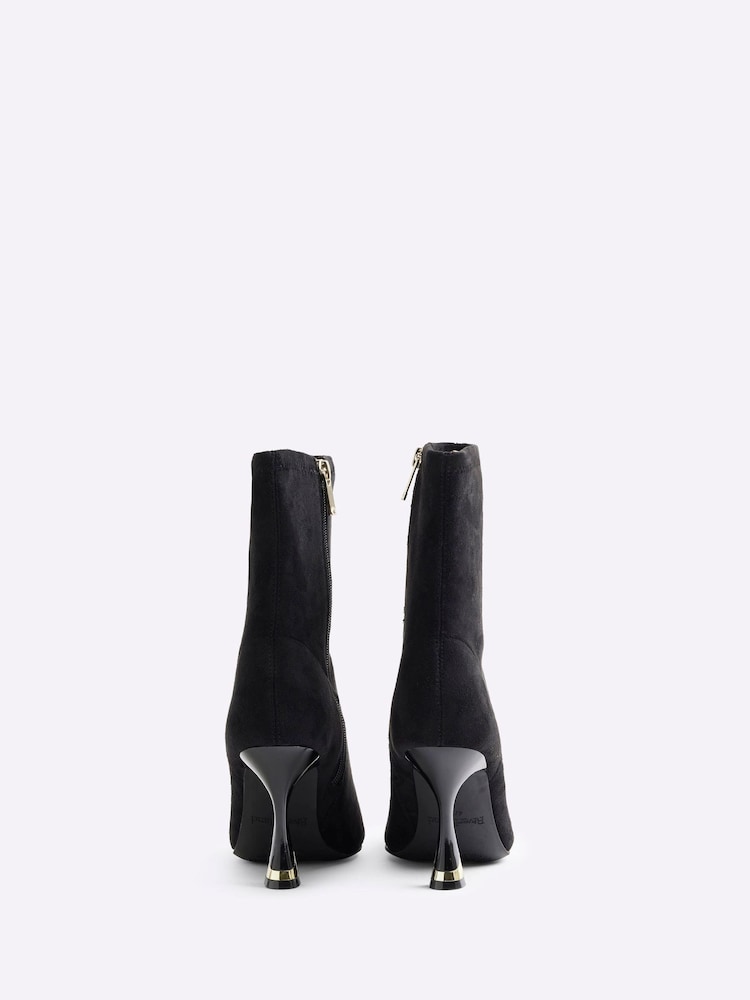 River Island Black Suedette Heeled Sock Boots - Image 2 of 4