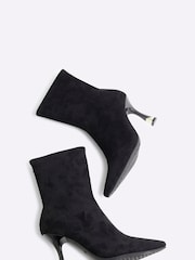 River Island Black Suedette Heeled Sock Boots - Image 3 of 4