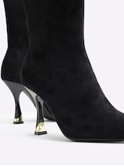 River Island Black Suedette Heeled Sock Boots - Image 4 of 4