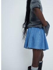 River Island Blue Denim Pleated Mini Skirt - Image 3 of 4