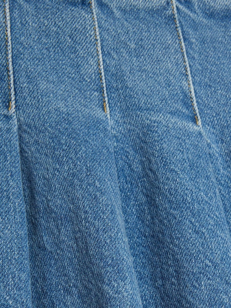 River Island Blue Denim Pleated Mini Skirt - Image 4 of 4