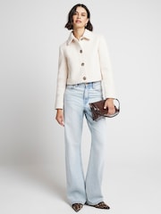 River Island Cream Cropped Trophy Jacket - Image 1 of 4