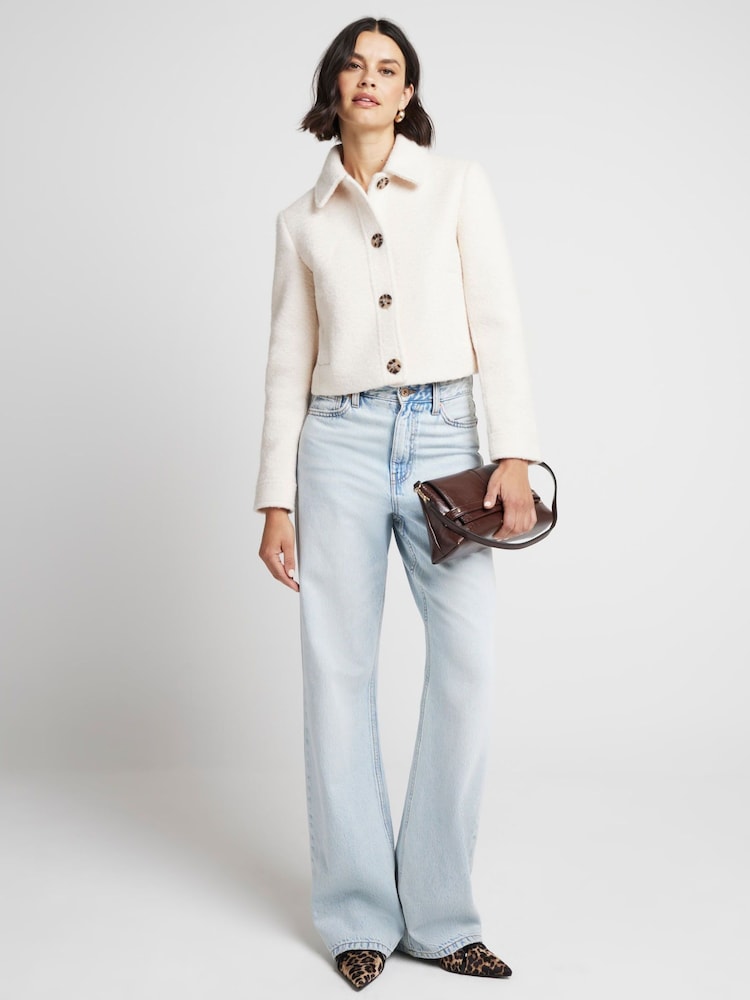 River Island Cream Cropped Trophy Jacket - Image 1 of 4 River Island Cream Cropped Trophy Jacket - Image 1 of 4
