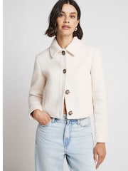 River Island Cream Cropped Trophy Jacket - Image 2 of 4