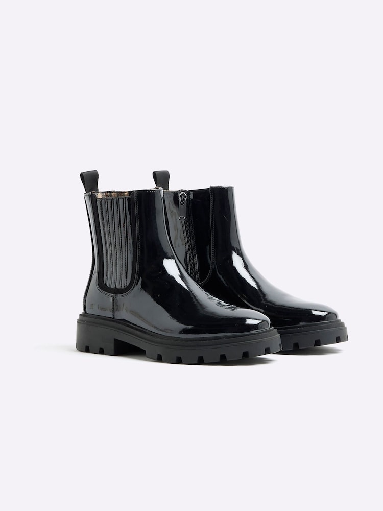 River Island Black Patent Chelsea Boots - Image 1 of 4