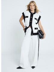 River Island Cream Tipped 100% Cotton Trousers - Image 2 of 4