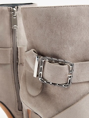 River Island Grey Buckle Heeled Boots - Image 4 of 4