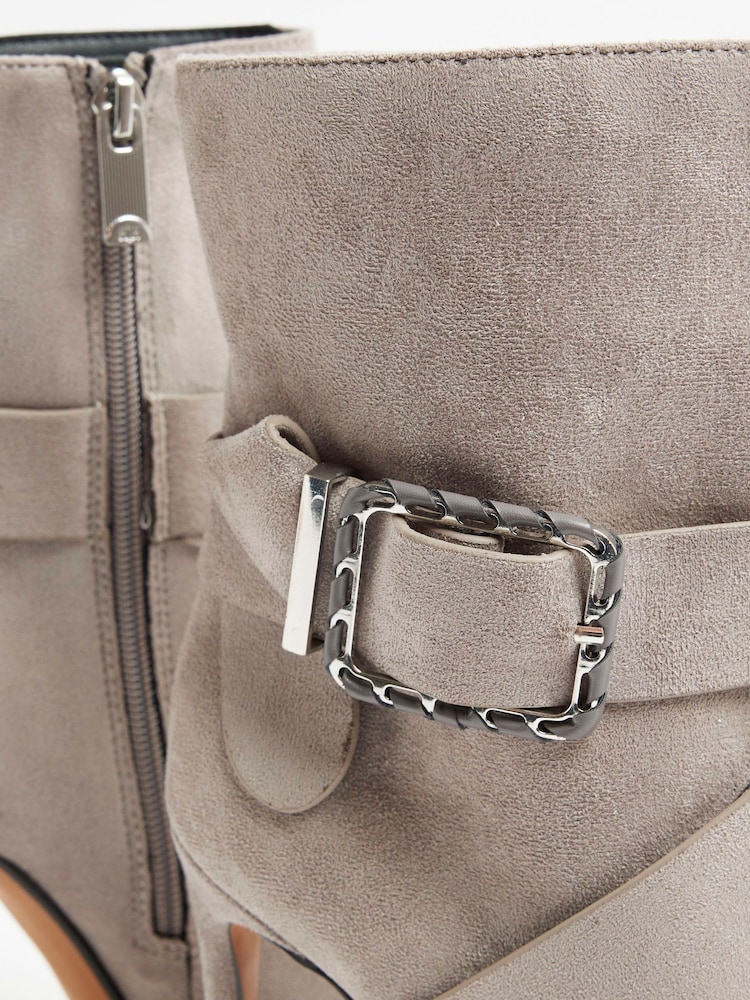 River Island Grey Buckle Heeled Boots - Image 4 of 4