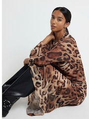 River Island Brown Petite Leopard Print Mesh Maxi Dress - Image 2 of 6