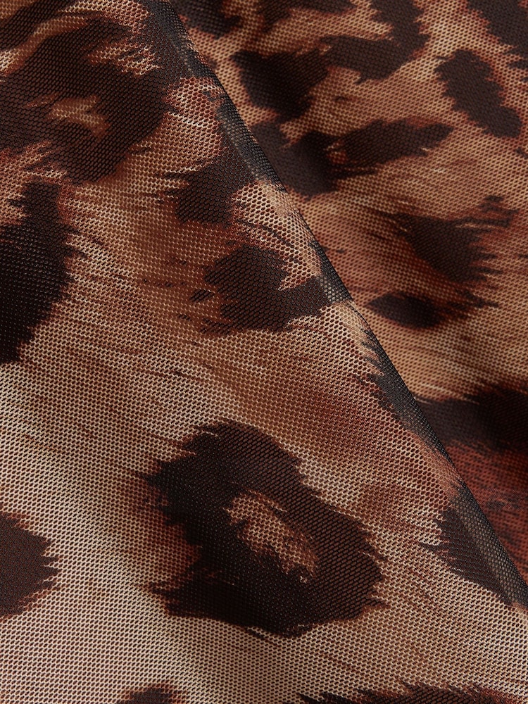 River Island Brown Petite Leopard Print Mesh Maxi Dress - Image 6 of 6 River Island Brown Petite Leopard Print Mesh Maxi Dress - Image 6 of 6