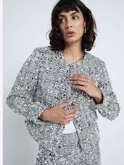 River Island Trophy Jacke ohne Kragen aus glitzerndem Material - Bild 4 von 5