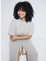 River Island – T-Shirt aus metallisierter Häkelfaser, Curve - Bild 1 von 4
