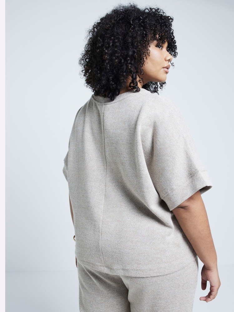 River Island – T-Shirt aus metallisierter Häkelfaser, Curve - Bild 2 von 4