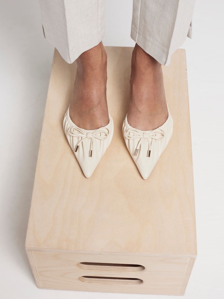 River Island Cream Ruched Bow Mule Courts - Image 1 of 4