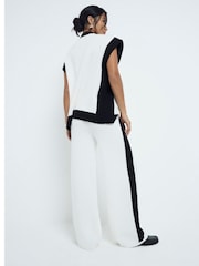 River Island Cream Petite Tipped 100% Cotton Waistcoat - Image 2 of 6