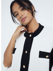 River Island Cream Petite Tipped 100% Cotton Waistcoat - Image 4 of 6